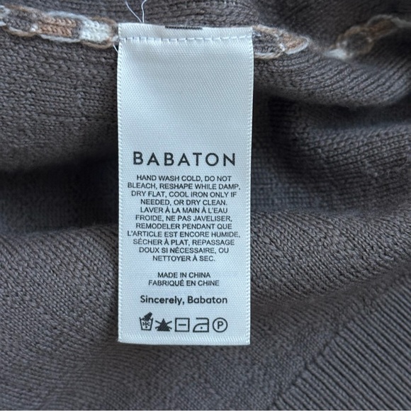 Aritzia Babaton Lacer Merino Wool Cardigan Sweater Brown White Checkered Small - Picture 11 of 17